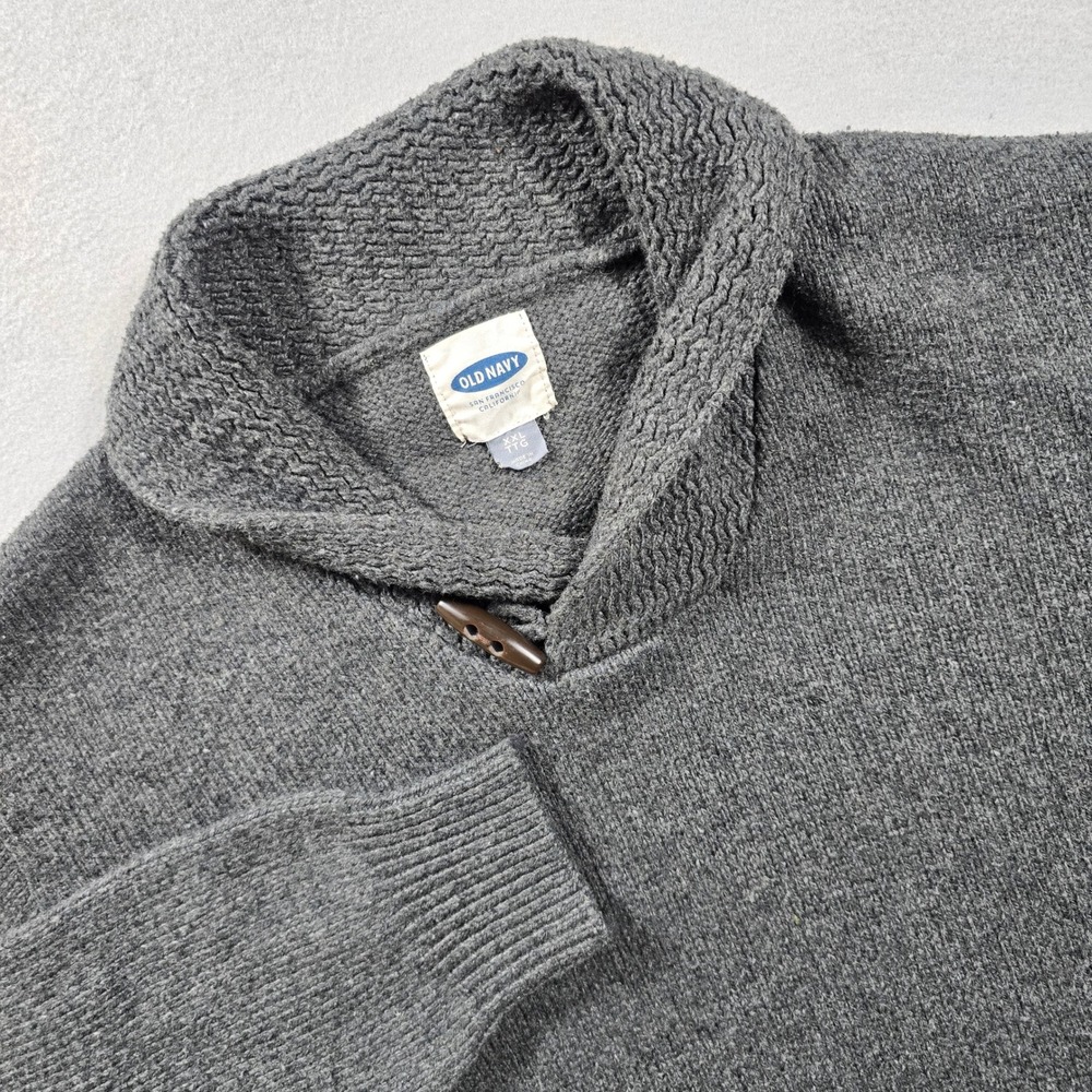 Old Navy Mens XXL Gray Sweater Shawl Neck Toggle Button Wool Blend Pullover